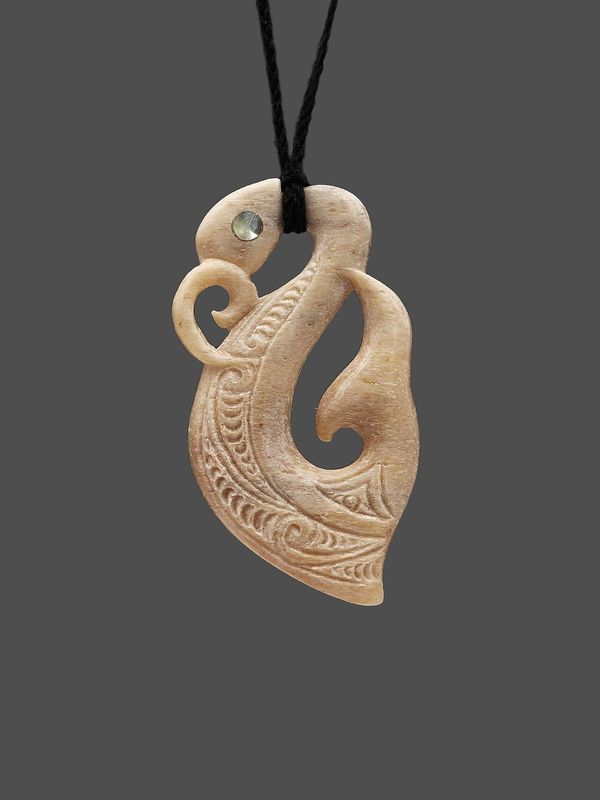 Moko Pounamu Manaia Genuine Whale Bone Carving - Hikurangi Moko Pounamu Manaia Genuine Whale Bone Carving - Hikurangi