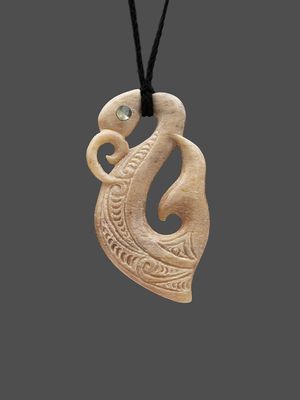 Moko Pounamu Manaia Genuine Whale Bone Carving - Hikurangi Moko Pounamu Manaia Genuine Whale Bone Carving - Hikurangi