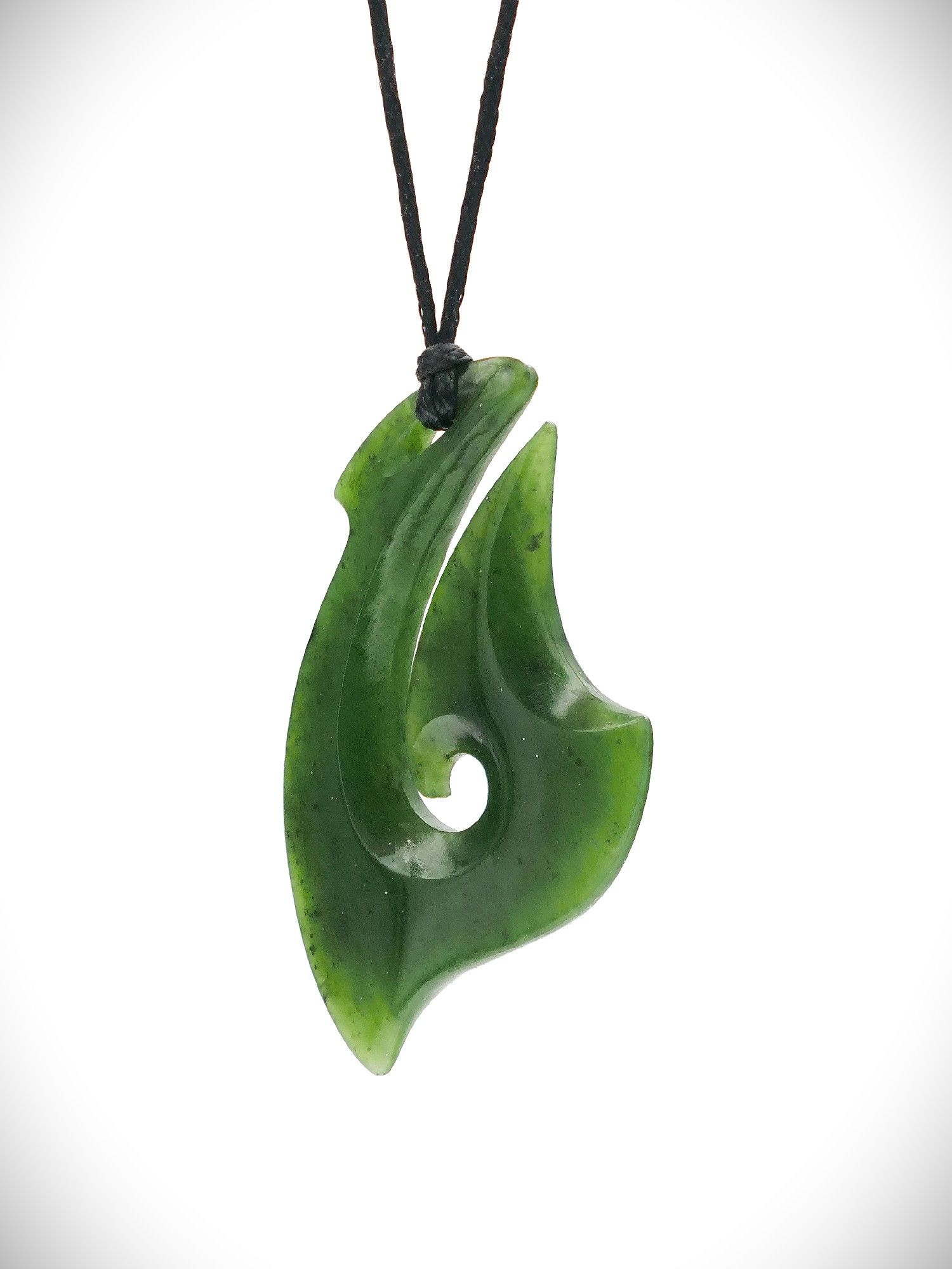 Moko Pounamu Hei Matau (Hook) Genuine NZ Kahurangi Greenstone - Mangakino