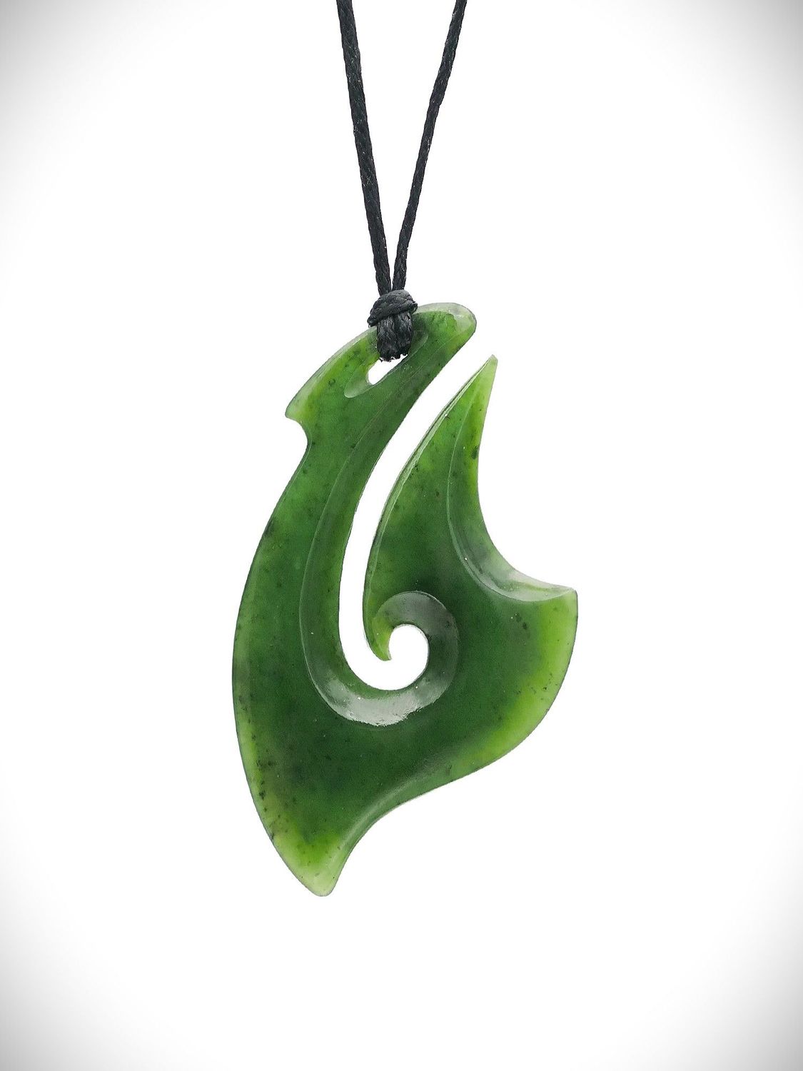 Moko Pounamu Hei Matau (Hook) Genuine NZ Kahurangi Greenstone - Mangakino