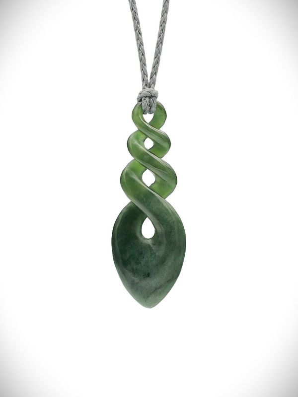 Moko Pounamu Triple Pikorua (Twist) NZ Genuine Kawakawa Greenstone - Whangaruru Moko Pounamu Triple Pikorua (Twist) NZ Genuine Kawakawa Greenstone - Whangaruru