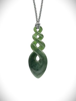 Moko Pounamu Triple Pikorua (Twist) NZ Genuine Kawakawa Greenstone - Whangaruru Moko Pounamu Triple Pikorua (Twist) NZ Genuine Kawakawa Greenstone - Whangaruru
