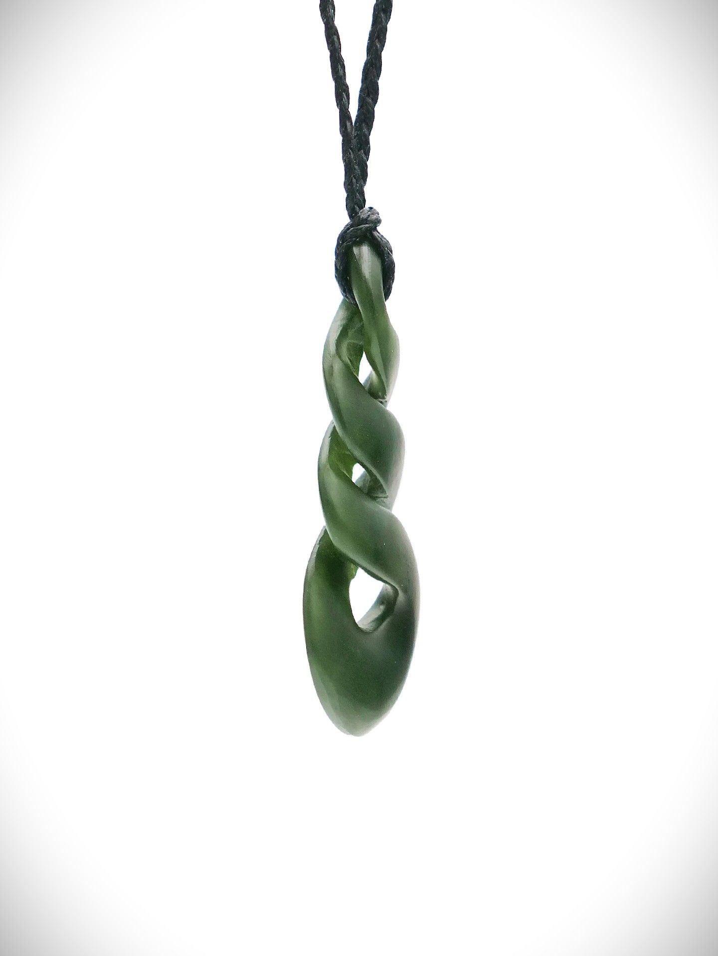Moko Pounamu Double Pikorua (Twist) NZ Genuine Kawakawa Greenstone - Tahoraiti