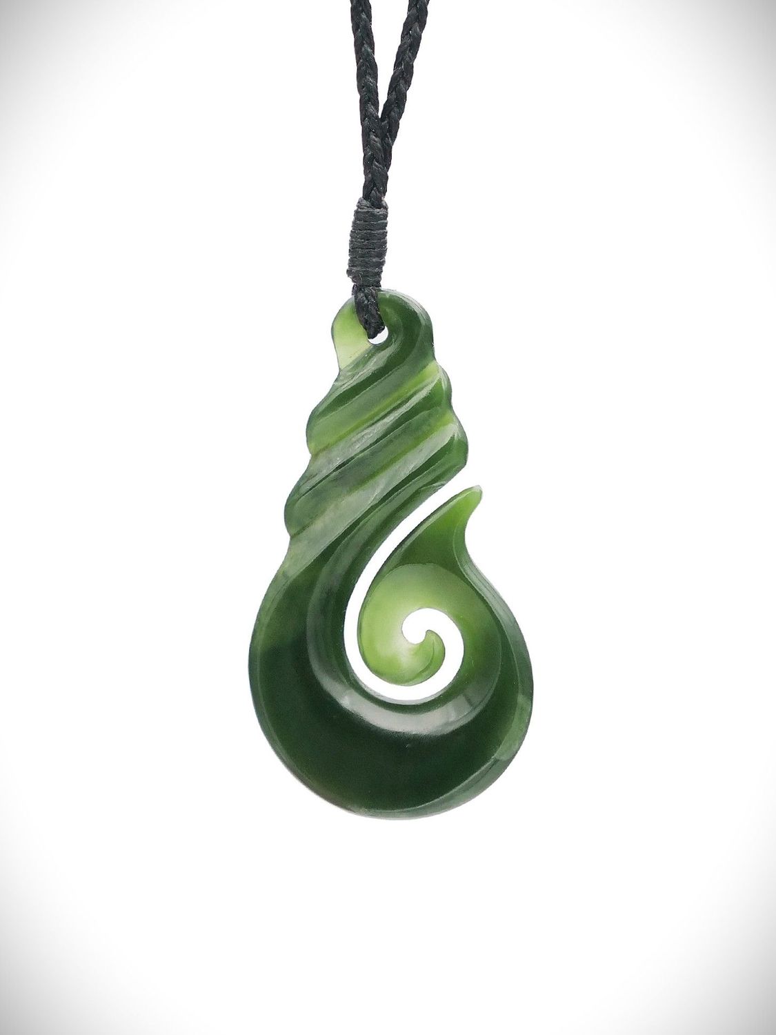 Moko Pounamu Hei Matau (Hook) NZ Genuine Kawakawa Greenstone - Kerikeri Moko Pounamu Hei Matau (Hook) NZ Genuine Kawakawa Greenstone - Kerikeri