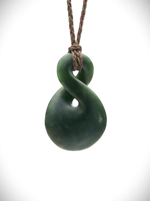 Moko Pounamu Pikorua (Twist) Genuine NZ Kawakawa Greenstone - Peria Moko Pounamu Pikorua (Twist) Genuine NZ Kawakawa Greenstone - Peria