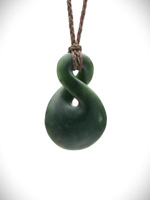 Moko Pounamu Pikorua (Twist) Genuine NZ Kawakawa Greenstone - Peria Moko Pounamu Pikorua (Twist) Genuine NZ Kawakawa Greenstone - Peria