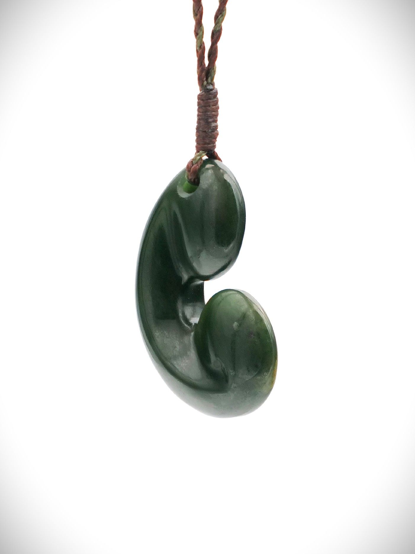 Moko Pounamu Contemporary Piko Design NZ Genuine Kawakawa Flower Greenstone - Herepo