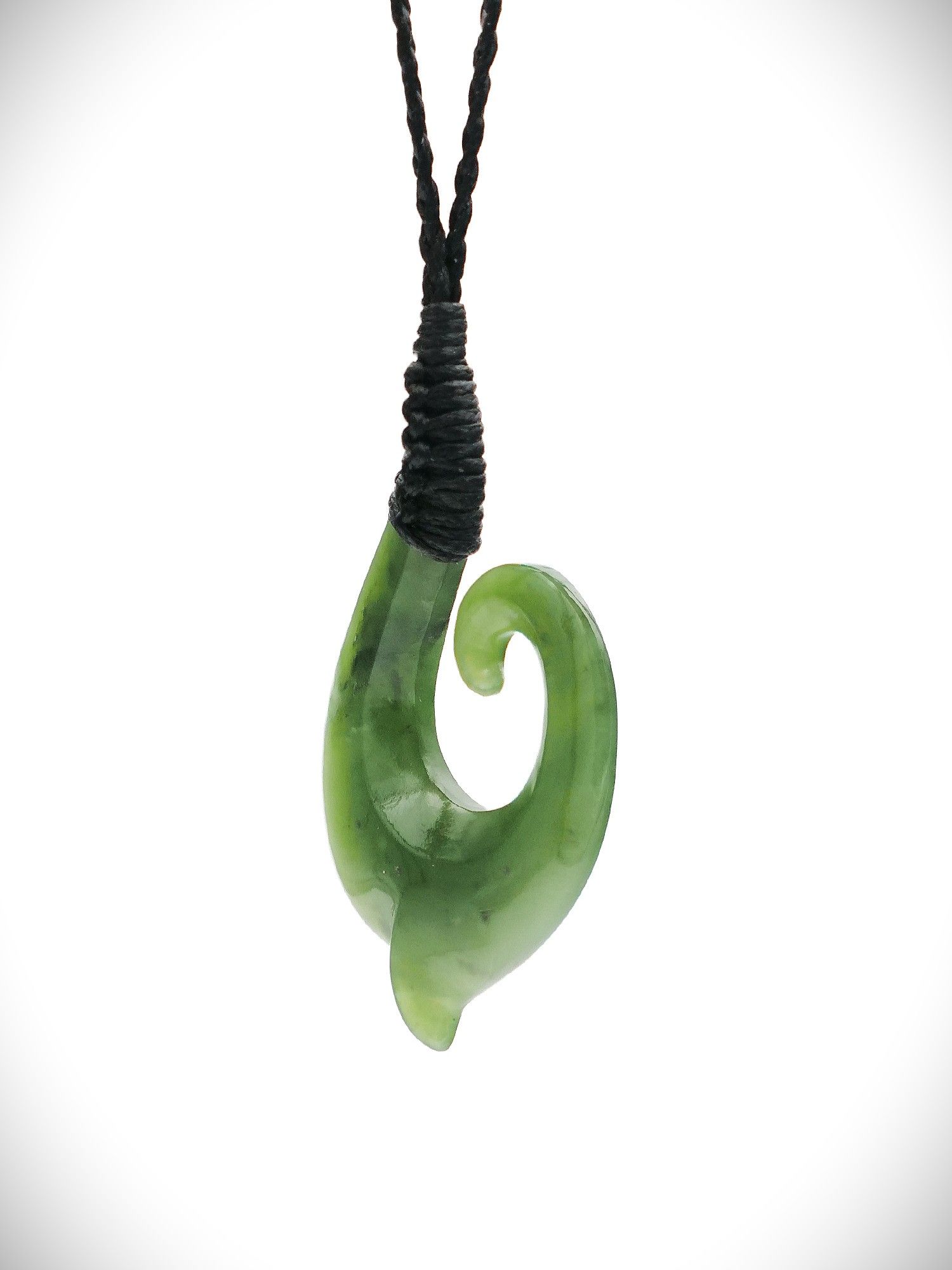 Moko Pounamu Hei Matau (Hook) Genuine NZ Kahurangi Greenstone - Whangaroa