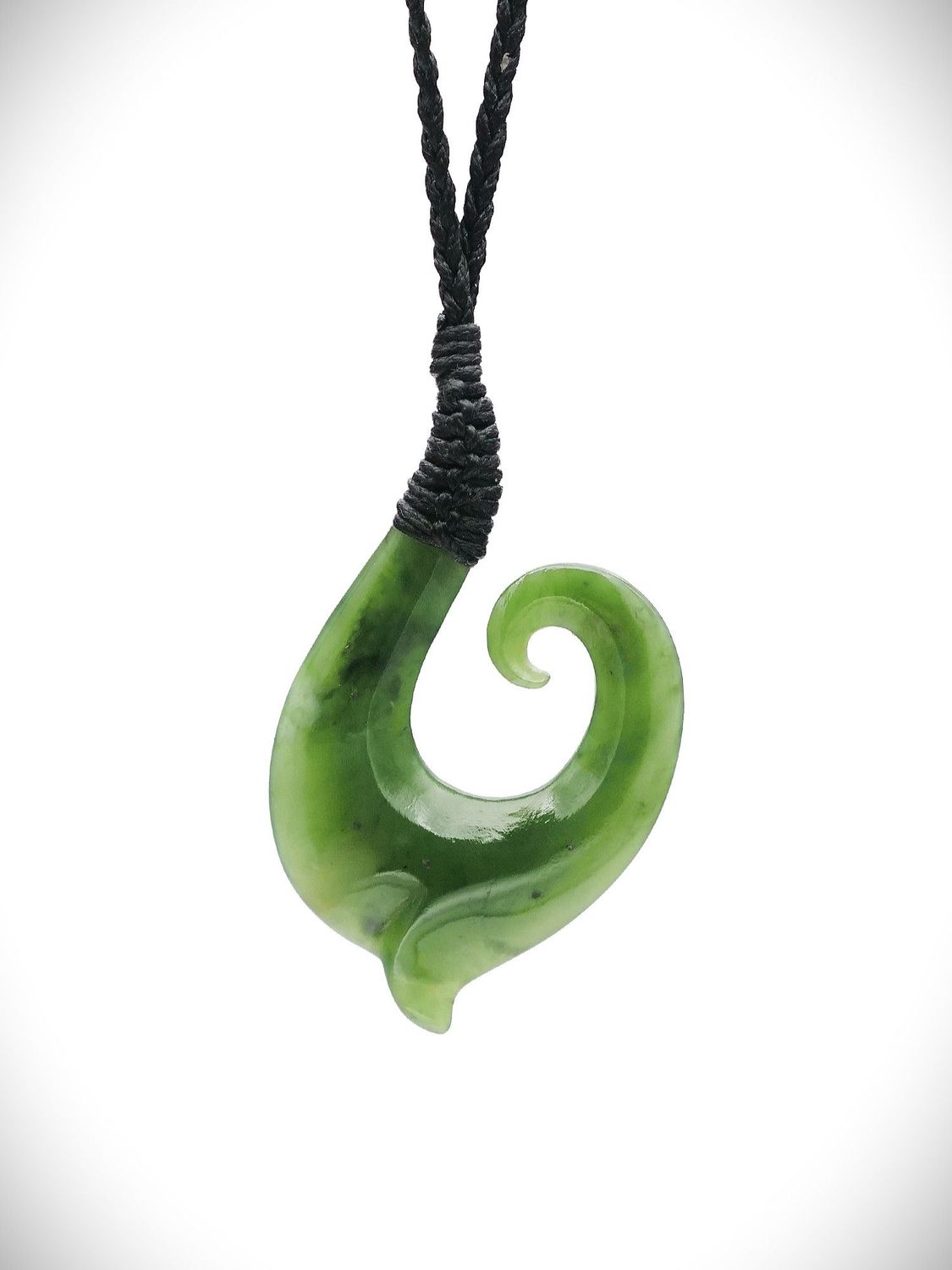 Moko Pounamu Hei Matau (Hook) Genuine NZ Kahurangi Greenstone - Whangaroa