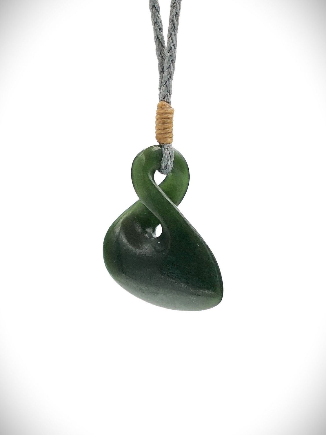 Moko Pounamu Pikorua (Twist) Genuine NZ Kawakawa Greenstone - Peria