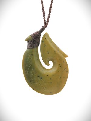 Moko Pounamu Hei Matau (Hook) NZ Genuine Raukaraka Greenstone - Tauwhareparae