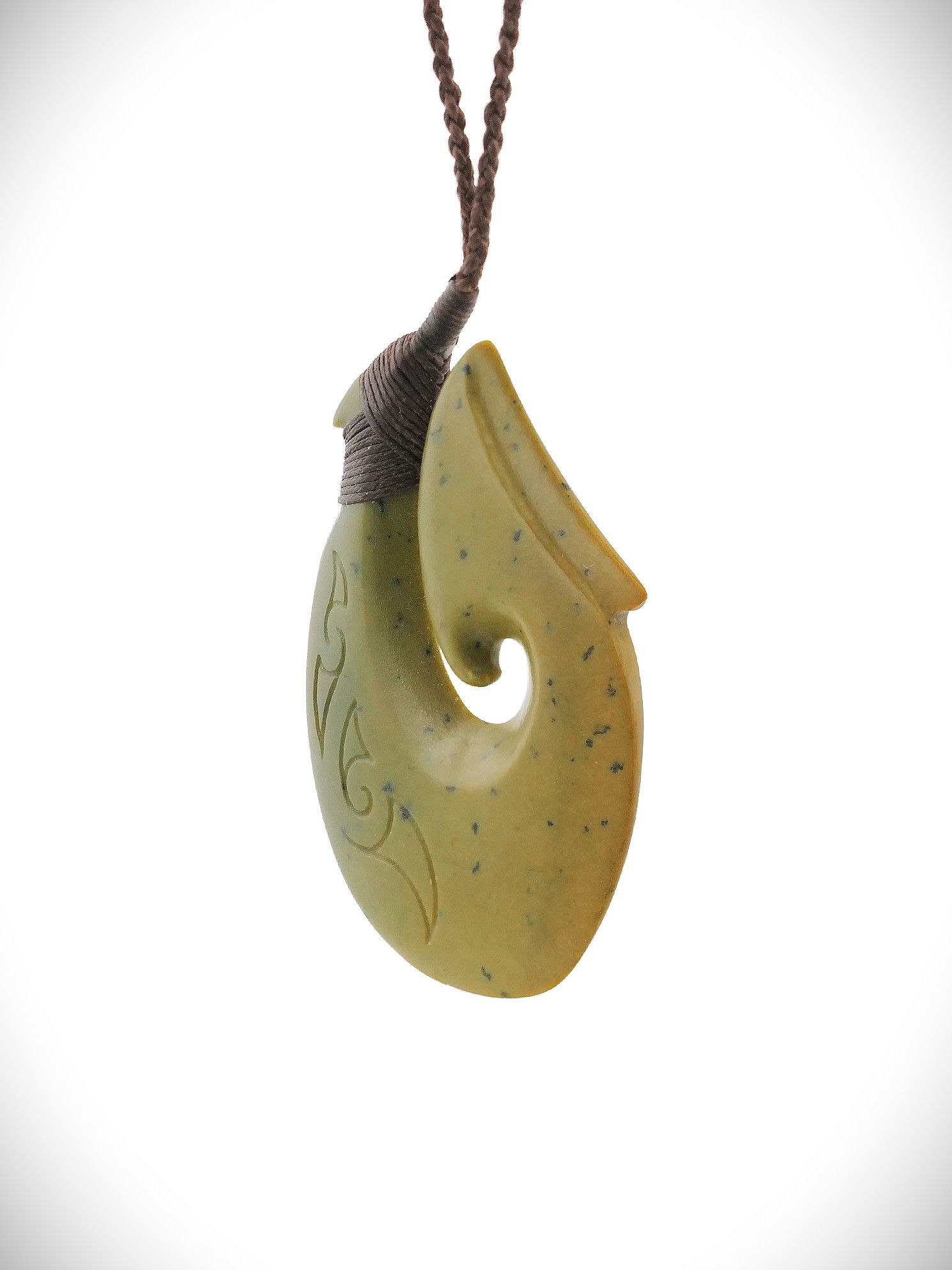 Moko Pounamu Hei Matau (Hook) NZ Genuine Raukaraka Greenstone - Tauwhareparae