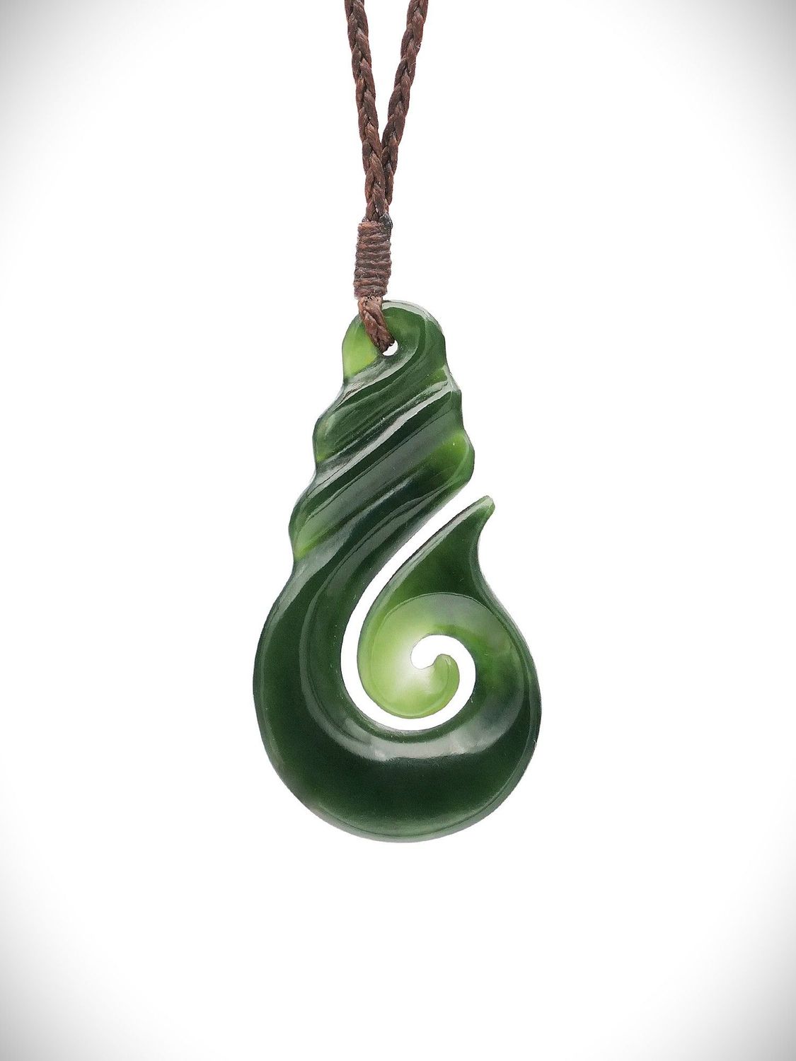 Moko Pounamu Hei Matau (Hook) NZ Genuine Kawakawa Greenstone - Waipapa Moko Pounamu Hei Matau (Hook) NZ Genuine Kawakawa Greenstone - Waipapa