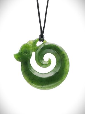 Moko Pounamu Koropepe NZ Genuine Kahurangi Greenstone - Matauri Moko Pounamu Koropepe NZ Genuine Kahurangi Greenstone - Matauri