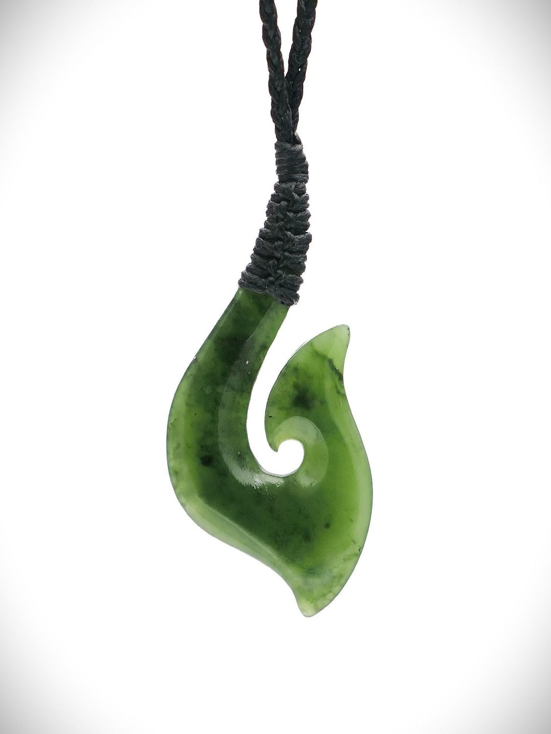 Moko Pounamu Hei Matau (Hook) Genuine NZ Kahurangi Greenstone - Kapiro Moko Pounamu Hei Matau (Hook) Genuine NZ Kahurangi Greenstone - Kapiro