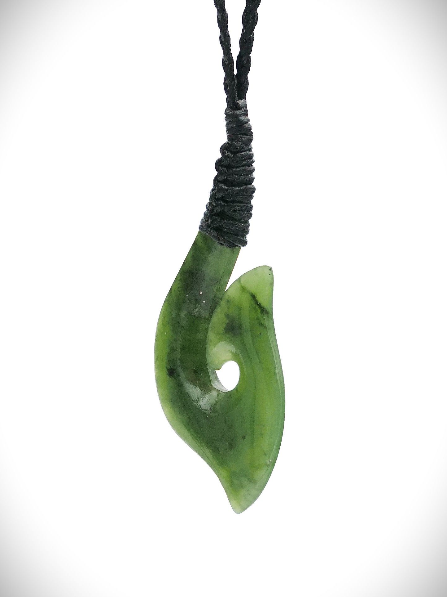 Moko Pounamu Hei Matau (Hook) Genuine NZ Kahurangi Greenstone - Kapiro
