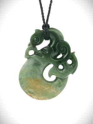Moko Pounamu Manaia NZ Genuine Marsden Flower Greenstone - Matamoe