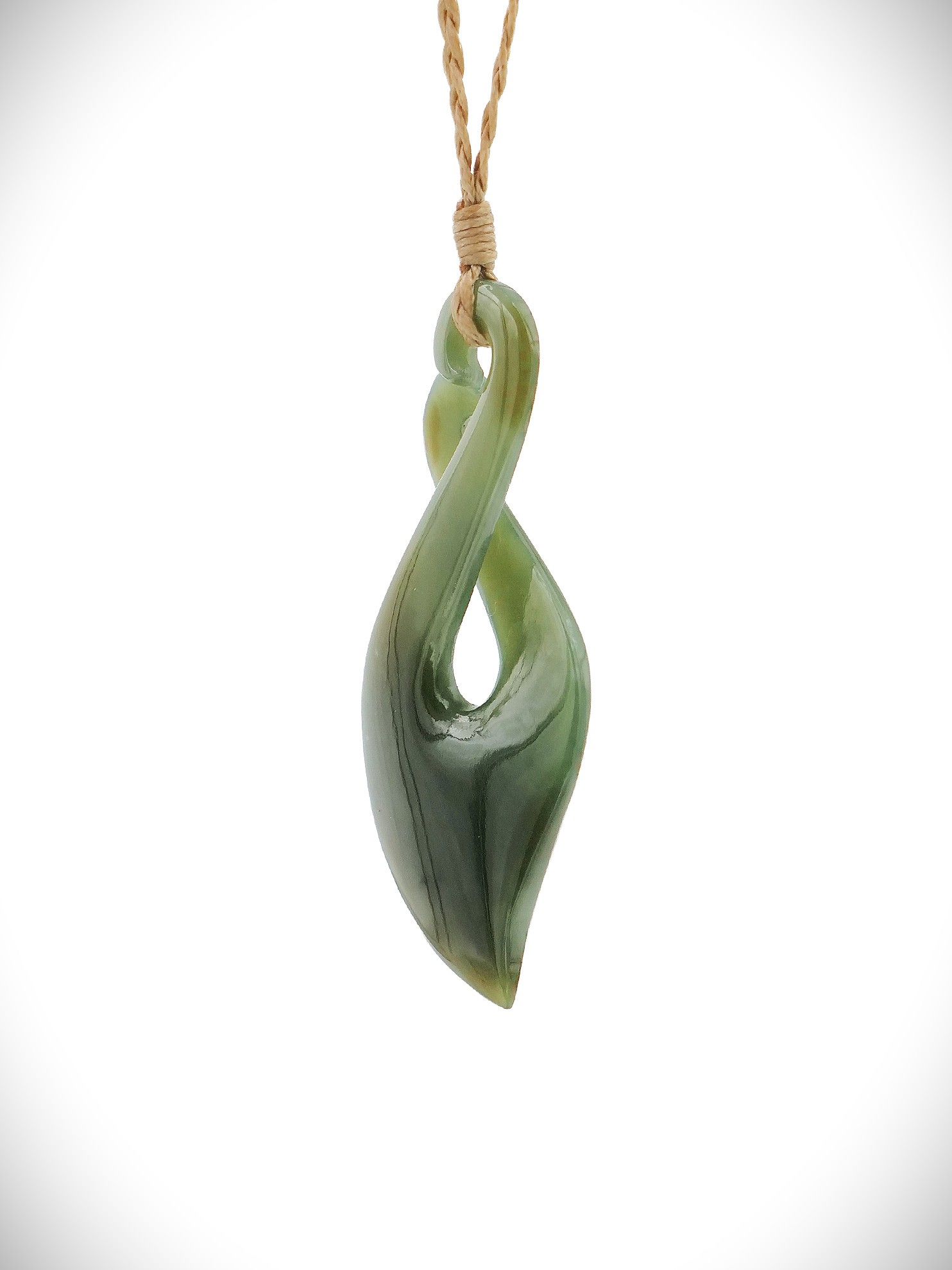 Moko Pounamu Pikorua (Twist) Genuine NZ Inanga Greenstone - Matauri