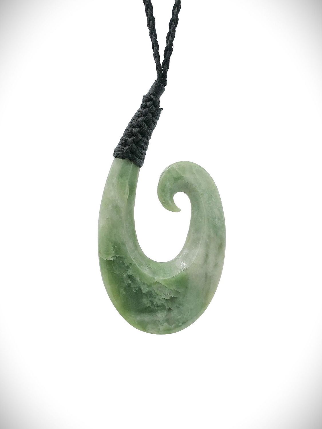 Moko Pounamu Hei Matau (Hook) NZ Genuine Auhunga Greenstone - Tepene Moko Pounamu Hei Matau (Hook) NZ Genuine Auhunga Greenstone - Tepene