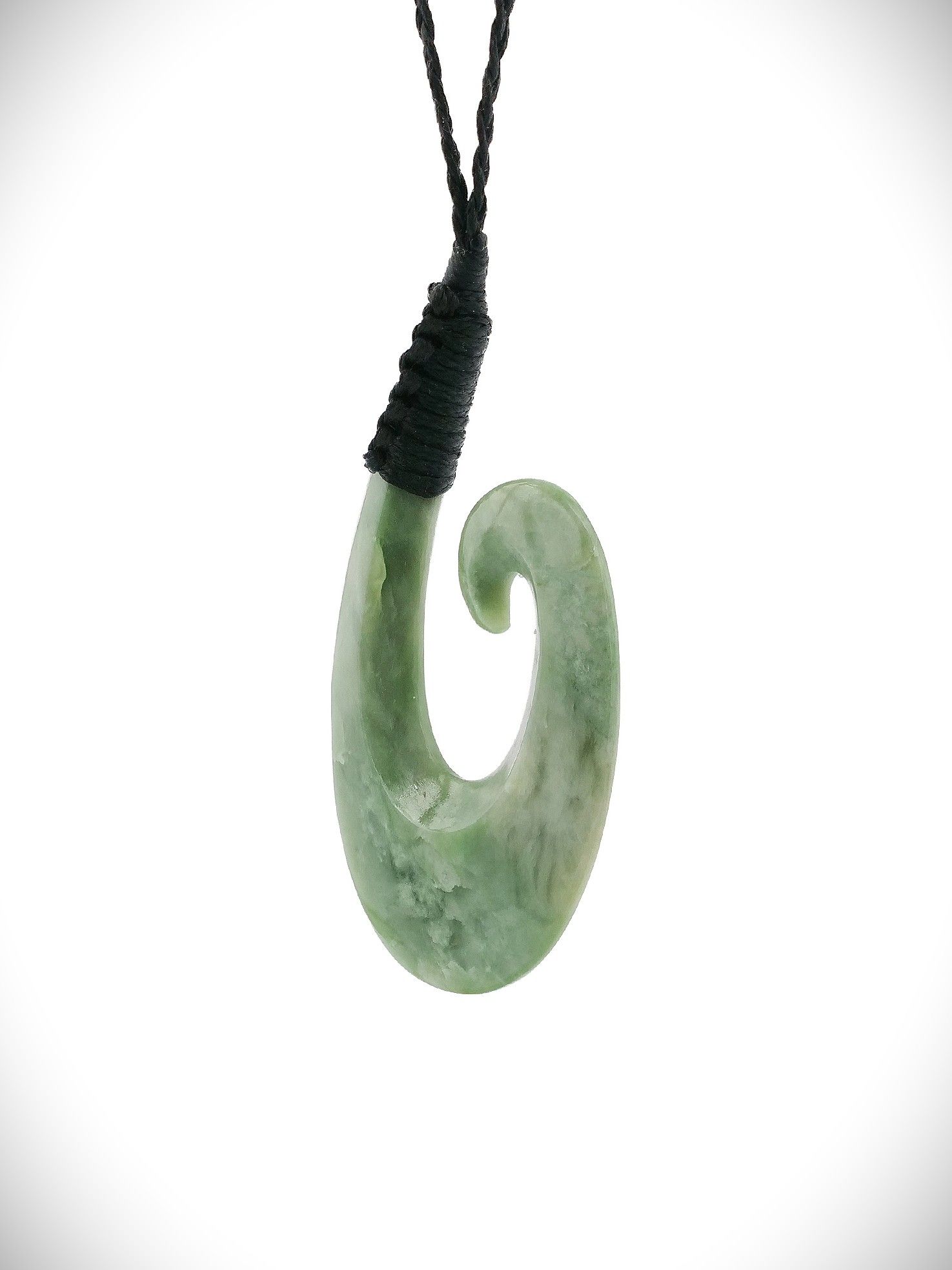 Moko Pounamu Hei Matau (Hook) NZ Genuine Auhunga Greenstone - Tepene