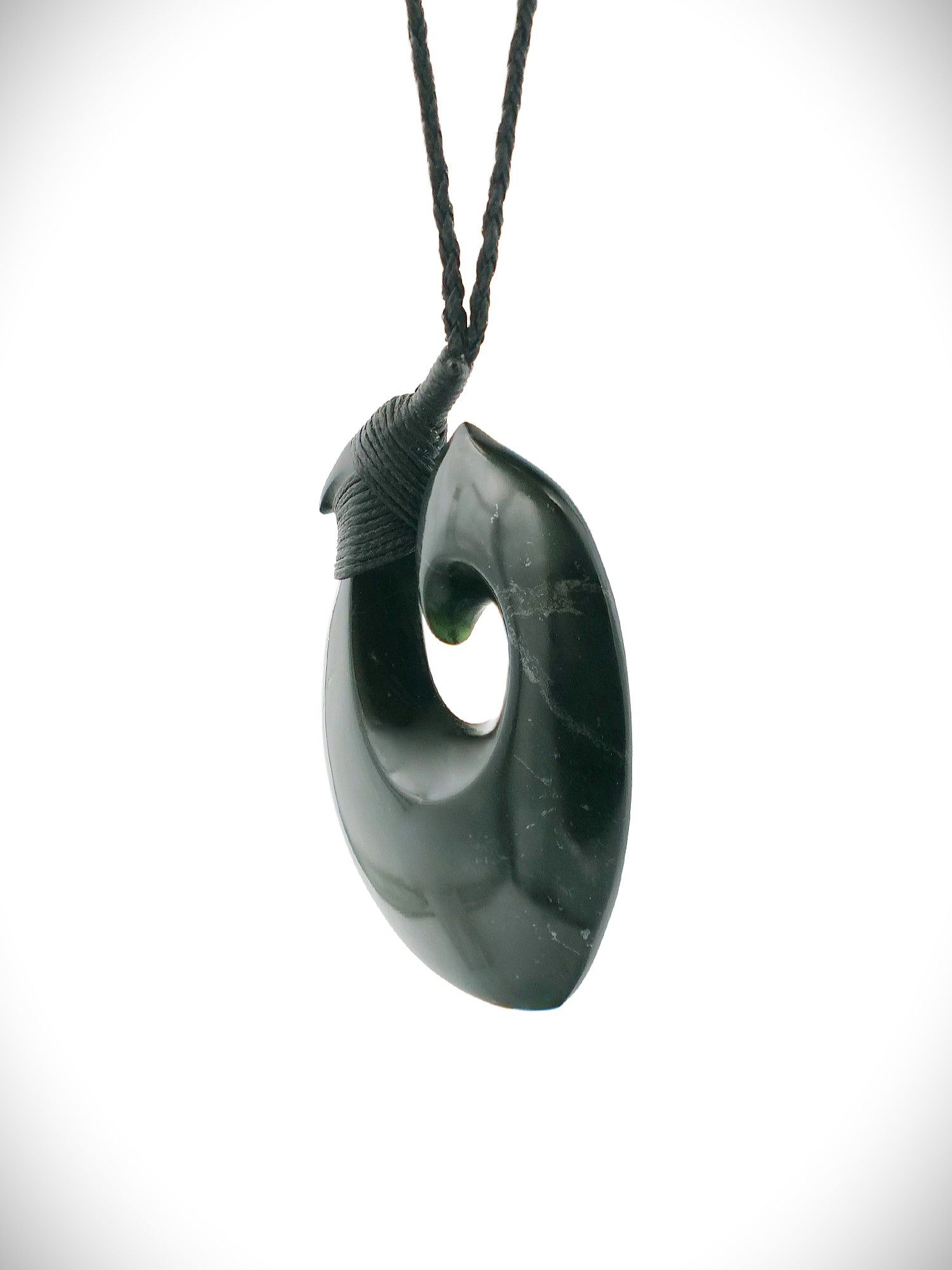 Moko Pounamu Hei Matau (Hook) NZ Genuine Tangiwai Greenstone - Mokoreta