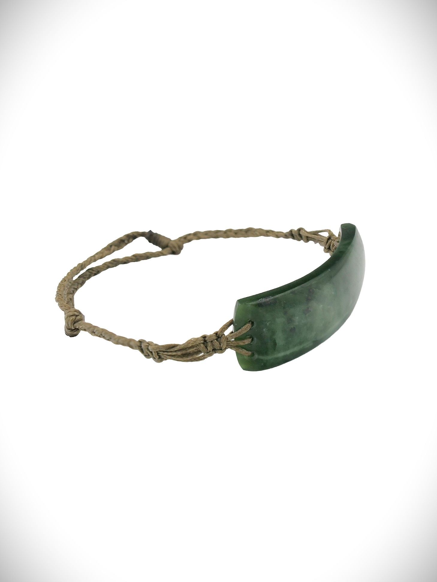 Moko Pounamu Adjustable Curved Bracelet NZ Genuine Kawakawa Greenstone - Rangitihi