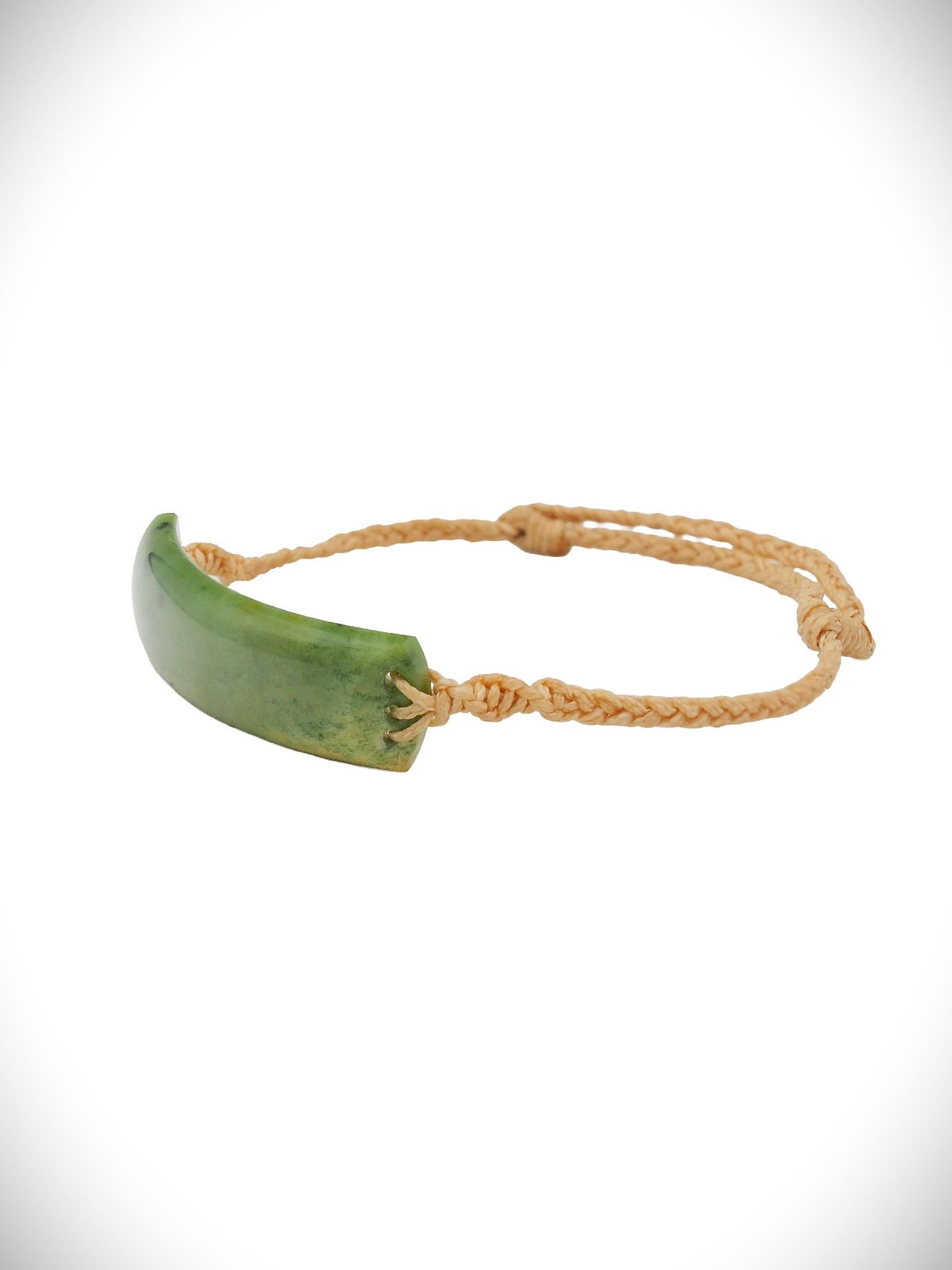 Moko Pounamu Adjustable Curved Bracelet NZ Genuine Marsden Flower Greenstone - Kaingaroa