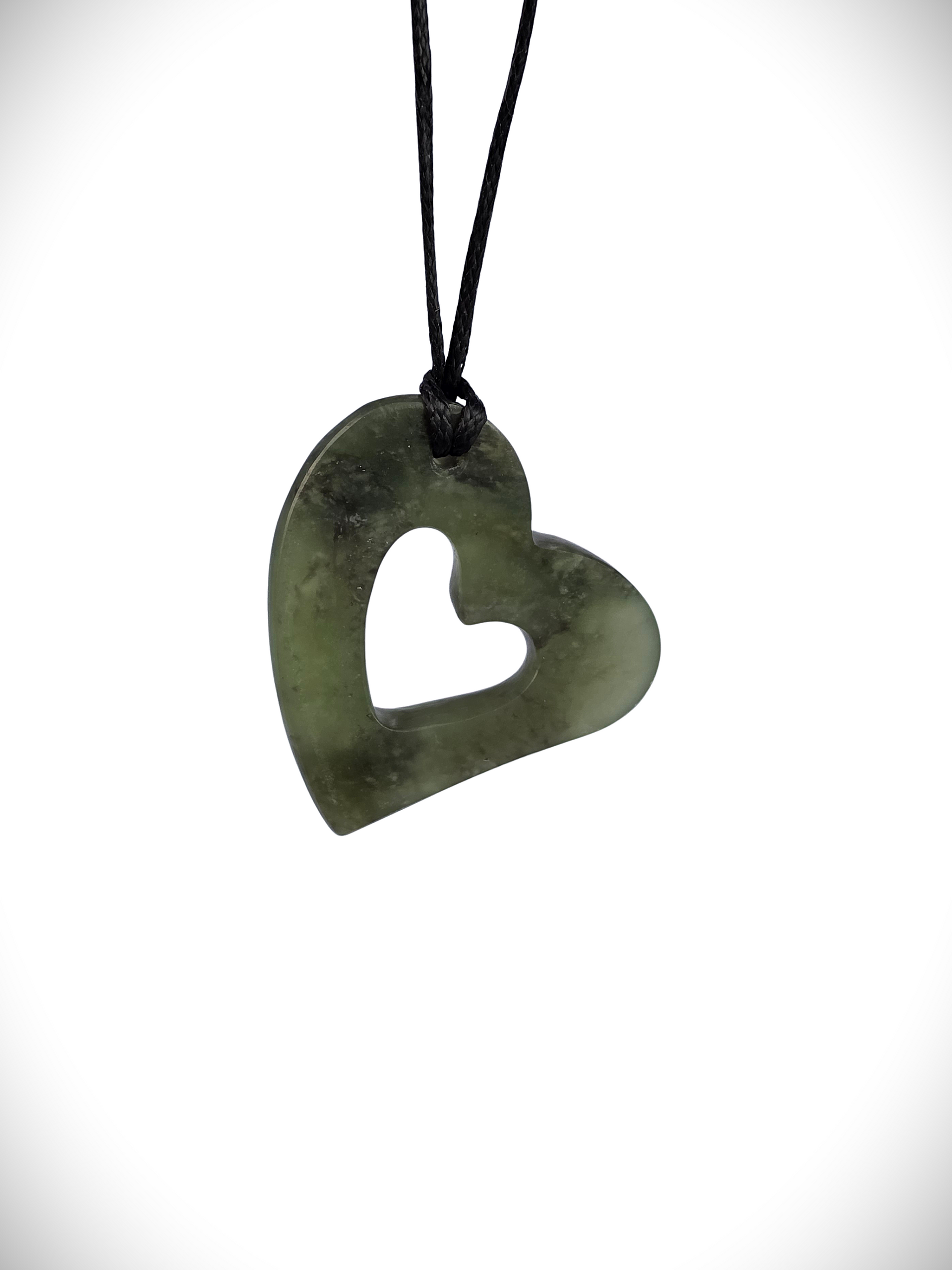 Moko Pounamu Heart Genuine NZ Hapopo Greenstone - Mangatarata