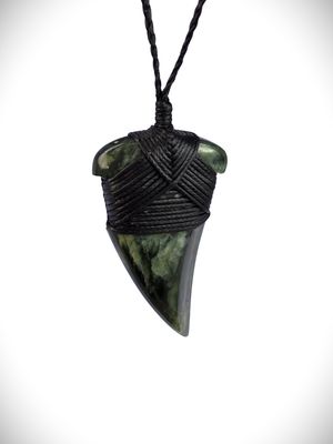 Moko Pounamu Mako Mau (Shark Tooth) Genuine NZ Kawakawa Greenstone - Mohaka Moko Pounamu Mako Mau (Shark Tooth) Genuine NZ Kawakawa Greenstone - Mohaka