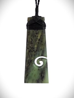 Moko Pounamu Toki Koru Genuine NZ Hapopo Greenstone - Kawau Moko Pounamu Toki Koru Genuine NZ Hapopo Greenstone - Kawau