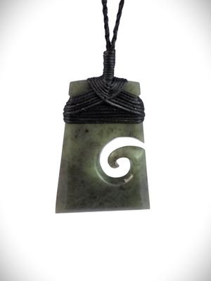 Moko Pounamu Toki Koru Genuine NZ Hapopo Greenstone - Tihi Moko Pounamu Toki Koru Genuine NZ Hapopo Greenstone - Tihi
