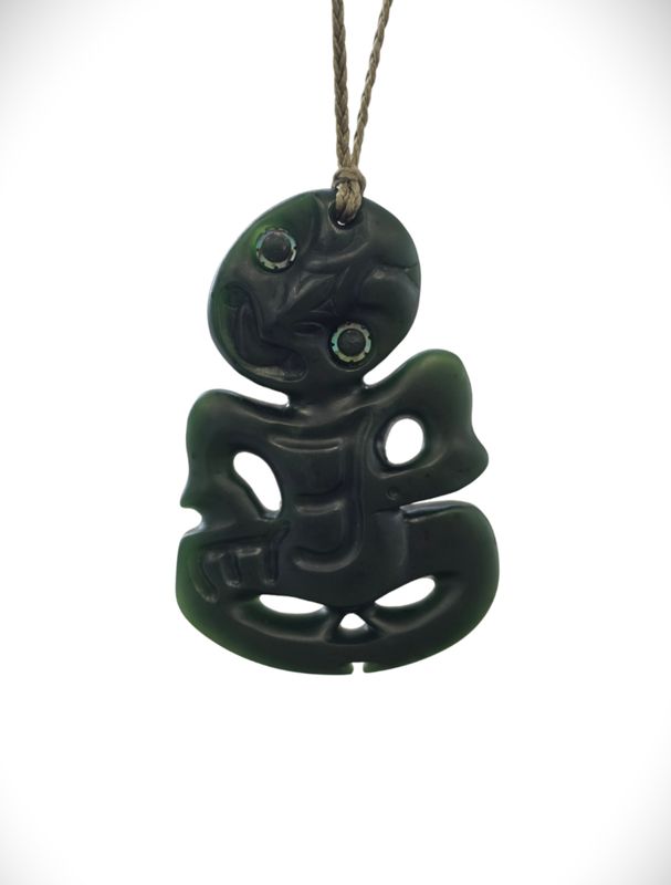 Moko Pounamu Hei Tiki Genuine NZ Kawakawa Greenstone - Kaitangiweka Moko Pounamu Hei Tiki Genuine NZ Kawakawa Greenstone - Kaitangiweka