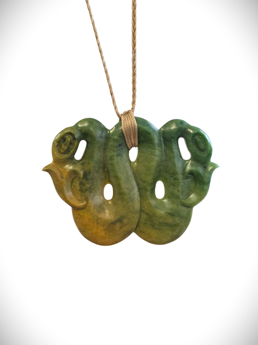 Moko Pounamu Double Manaia Genuine NZ Kahurangi Greenstone - Onepoto Moko Pounamu Double Manaia Genuine NZ Kahurangi Greenstone - Onepoto