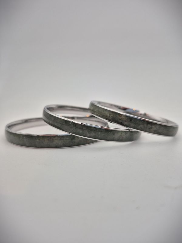 Moko Pounamu Stainless Steel and Kawakawa Pounamu Bangle 8mm