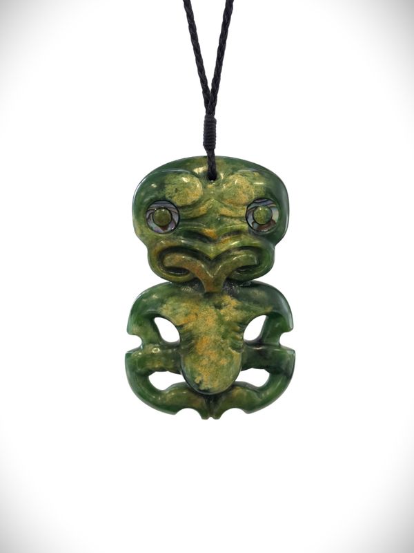 Moko Pounamu Hei Tiki NZ Genuine Kahurangi Flower Greenstone - Arohirohi Moko Pounamu Hei Tiki NZ Genuine Kahurangi Flower Greenstone - Arohirohi