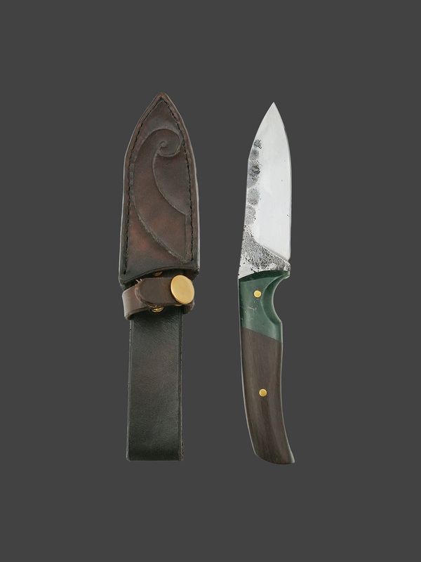Moko Pounamu Knife Genuine NZ Kawakawa Greenstone & Petrified Wood - Ikawai Moko Pounamu Knife Genuine NZ Kawakawa Greenstone & Petrified Wood - Ikawai