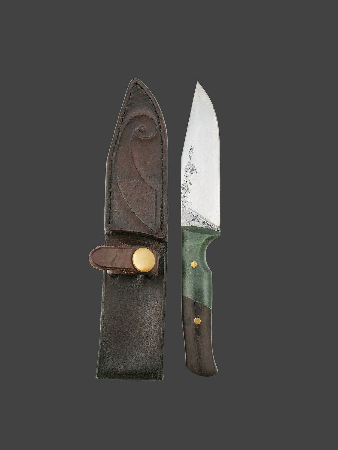Moko Pounamu Knife Genuine NZ Totoweka Greenstone & Petrified Wood - Kaimaumau Moko Pounamu Knife Genuine NZ Totoweka Greenstone & Petrified Wood - Kaimaumau