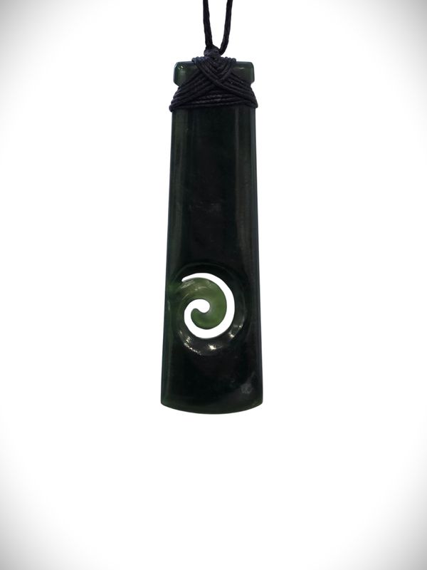 Moko Pounamu Toki with Koru NZ Genuine Kawakawa Greenstone - Whai Moko Pounamu Toki with Koru NZ Genuine Kawakawa Greenstone - Whai