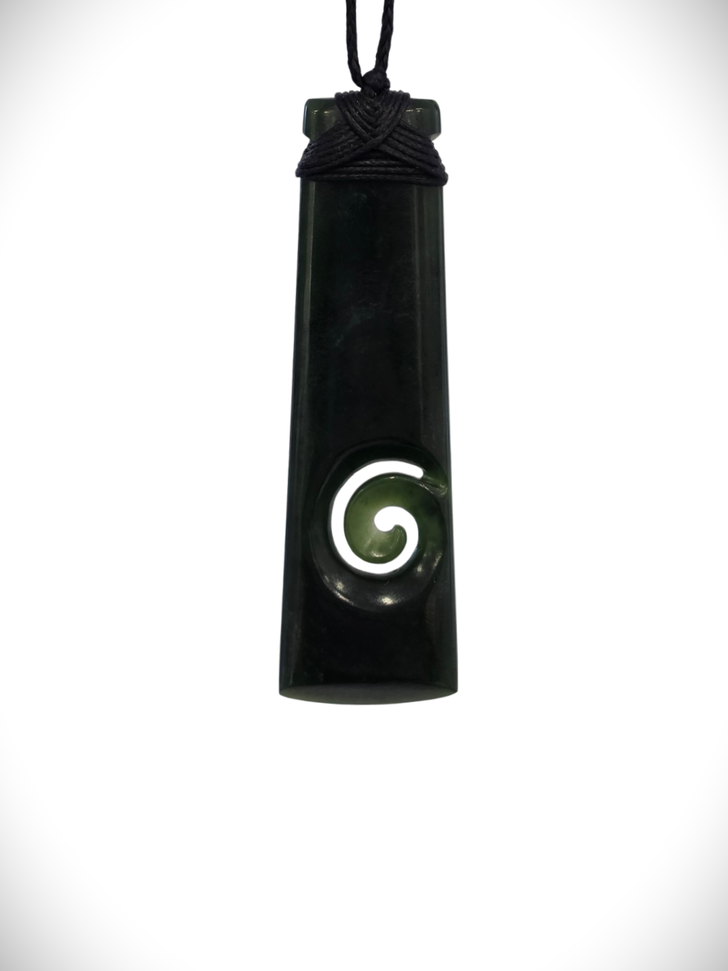 Moko Pounamu Toki with Koru NZ Genuine Kawakawa Greenstone - Whai