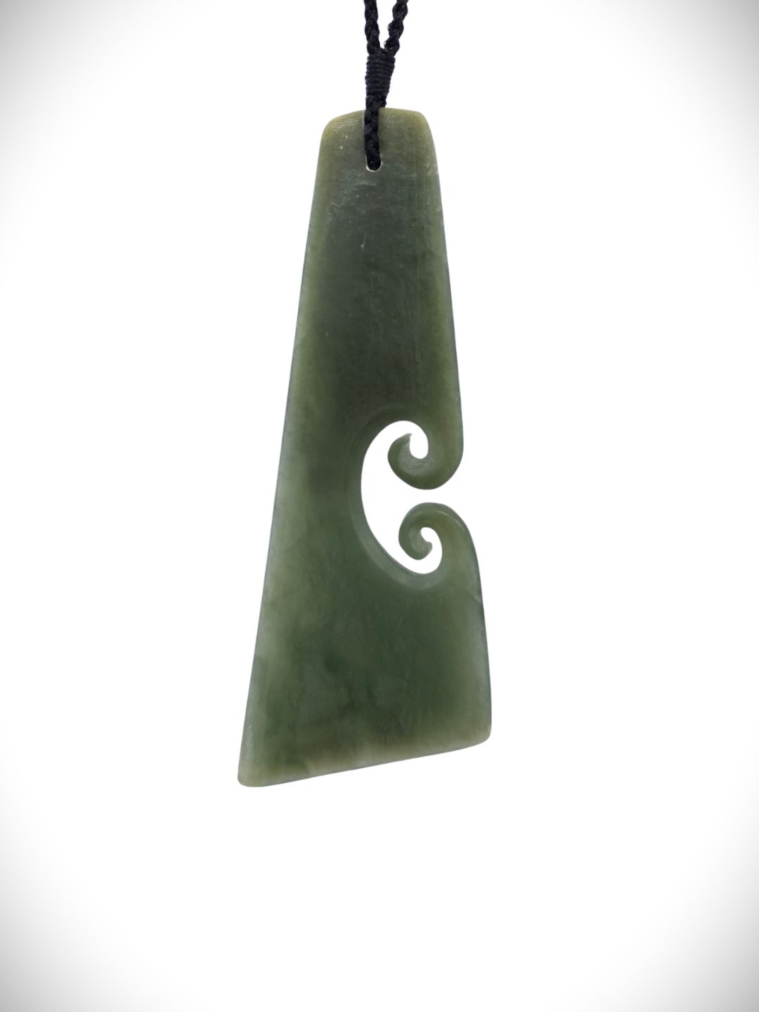 Moko Pounamu Koru (Drop) Genuine NZ Inanga Greenstone - Uenuku