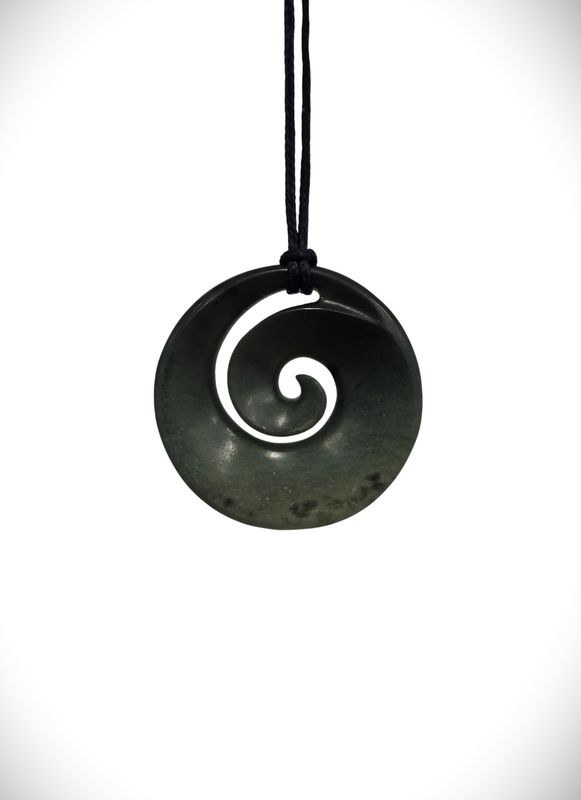 Moko Pounamu Koru NZ Genuine Kokopu Greenstone - Wairere