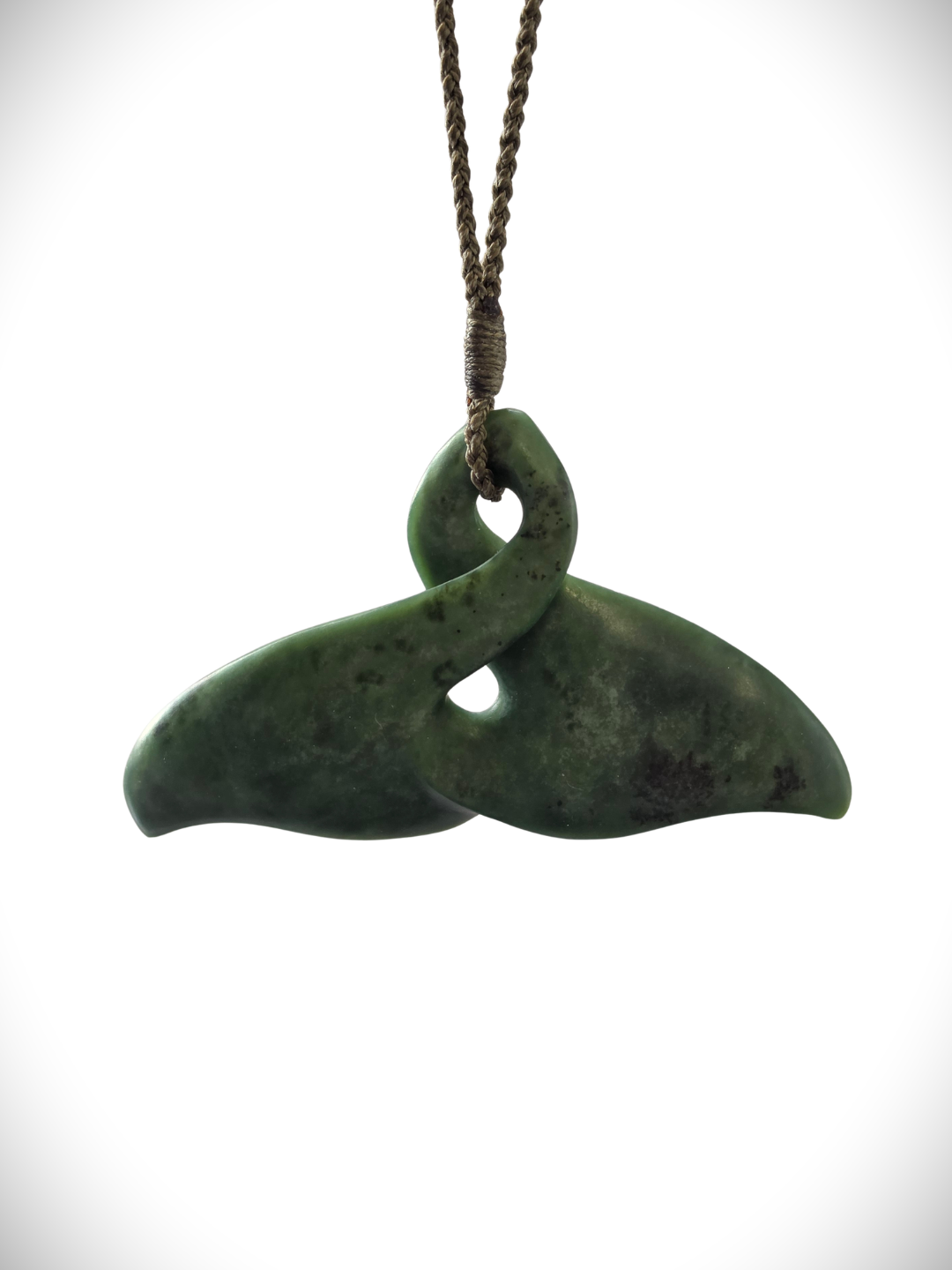 Moko Pounamu Whales Tail NZ Genuine Kokopu Greenstone - Parata