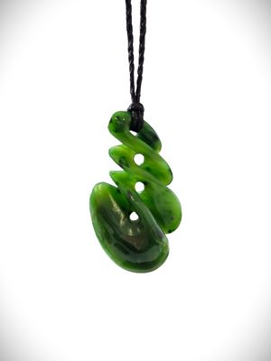 Moko Pounamu Triple Pikorua (Twist) Genuine NZ Kahurangi Greenstone - Peka Moko Pounamu Triple Pikorua (Twist) Genuine NZ Kahurangi Greenstone - Peka
