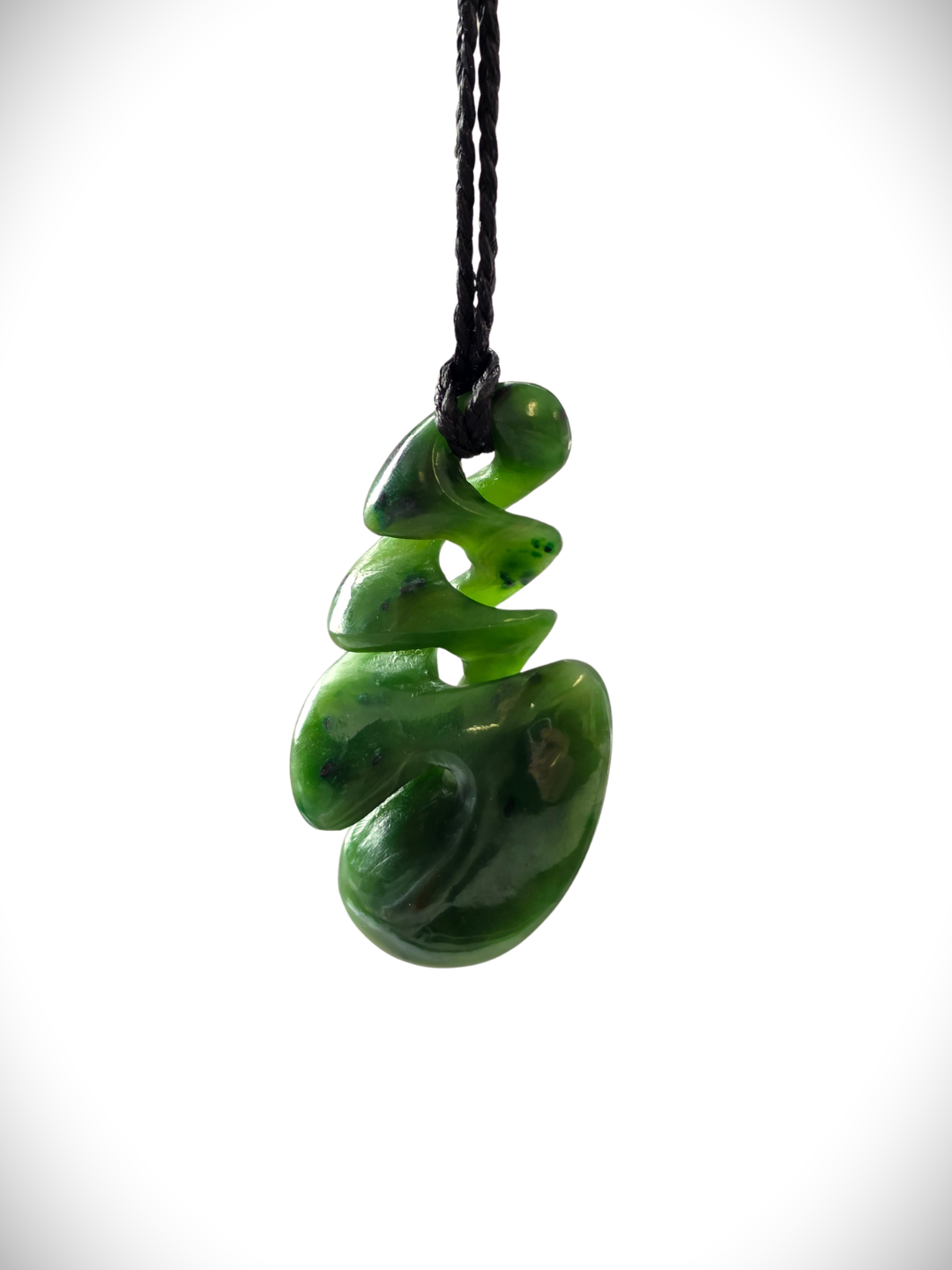 Moko Pounamu Triple Pikorua (Twist) Genuine NZ Kahurangi Greenstone - Peka