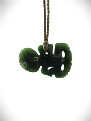 Moko Pounamu Pepi Hei Tiki NZ Genuine Kawakawa Greenstone - Rotoehu Moko Pounamu Pepi Hei Tiki NZ Genuine Kawakawa Greenstone - Rotoehu