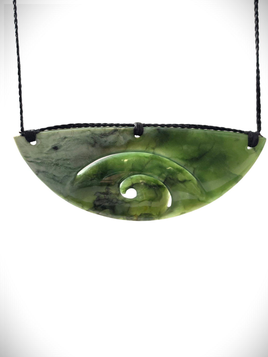 Moko Pounamu Kouma (Breastplate) NZ Genuine Kawakawa Greenstone -Rotoiti