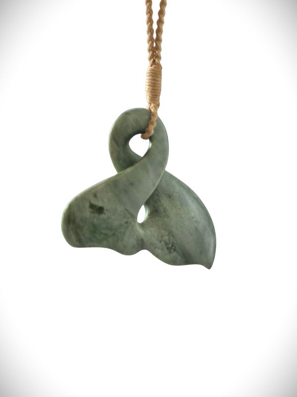 Moko Pounamu Whale Tail NZ Genuine Inanga Greenstone - Waihola Moko Pounamu Whale Tail NZ Genuine Inanga Greenstone - Waihola
