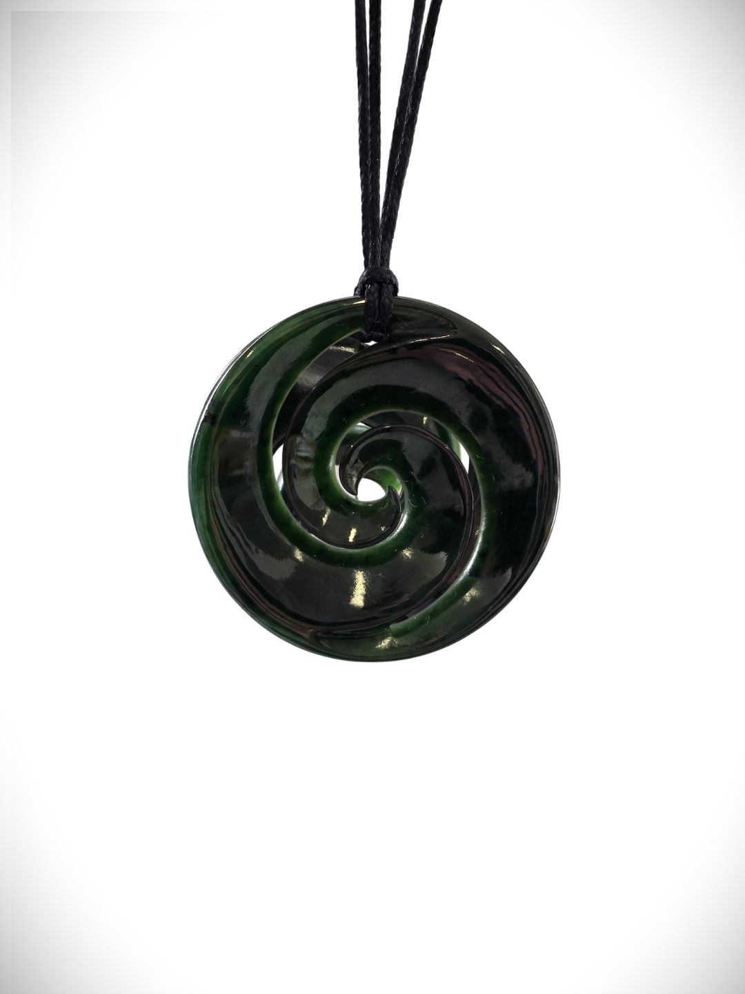 Moko Pounamu Double Koru NZ Genuine Kawakawa Greenstone - Raetihi