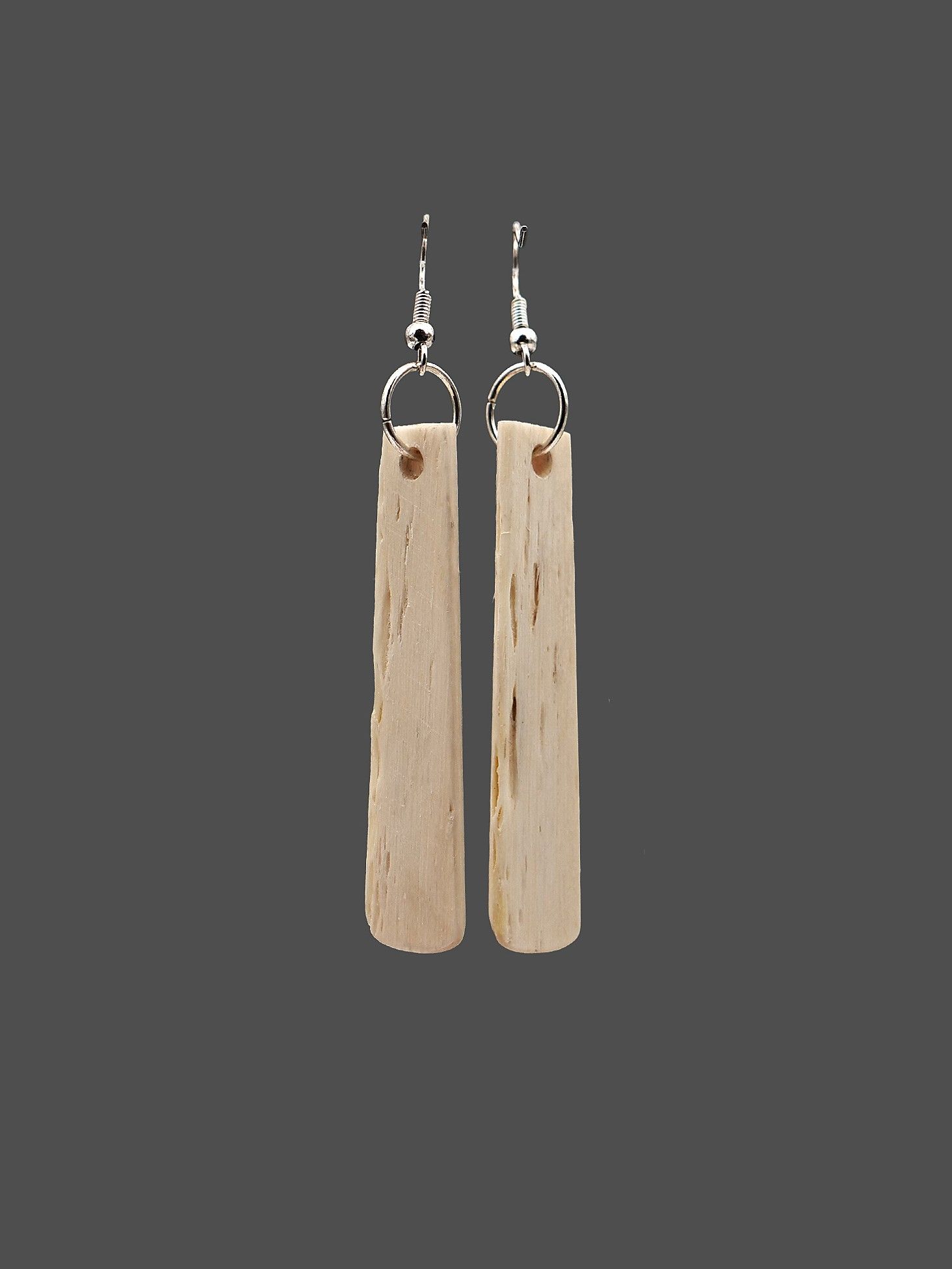 Moko Pounamu Whale Bone Sterling Silver Earrings - Paparore