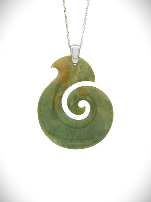 Moko Pounamu Koru NZ Genuine Raukaraka Greenstone - Opawa